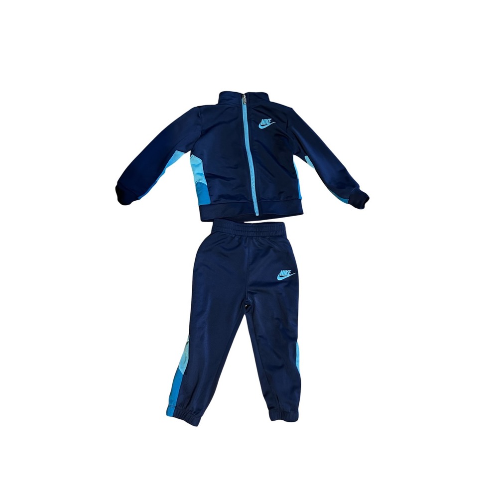 Nike Toddler Boys Navy Blue Tracksuit Set Full Zip Jacket and Pants 24M